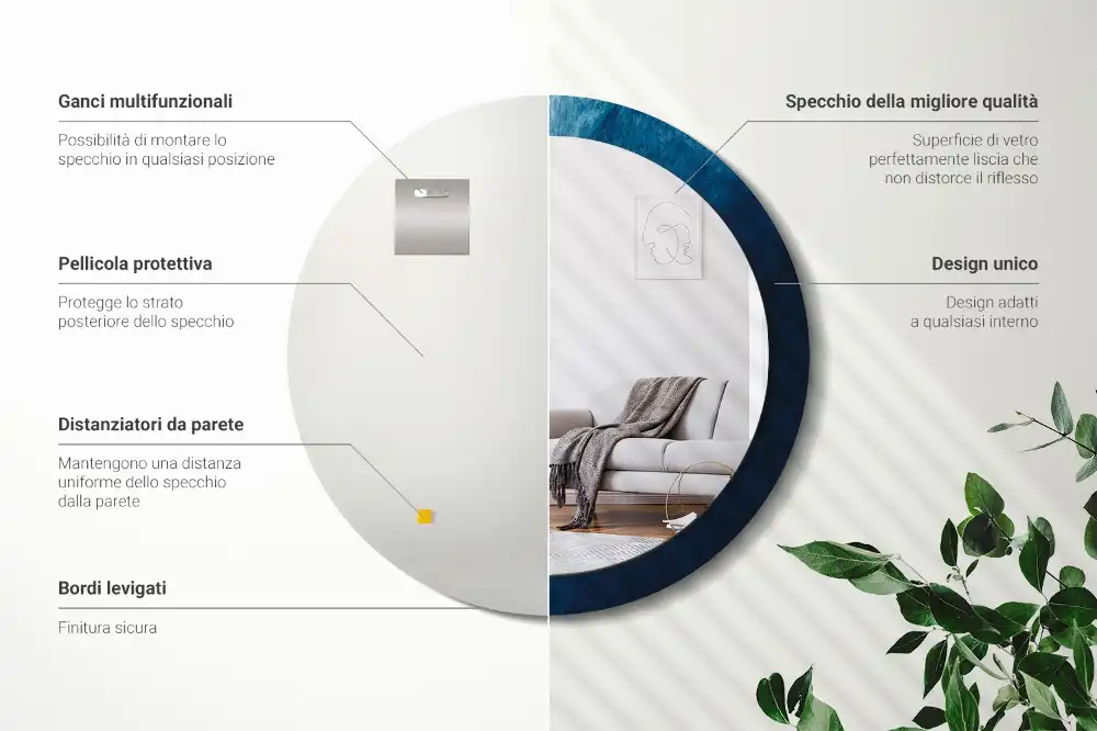 Oglindă rotundă decorativă cu design de artă abstractă pentru perete