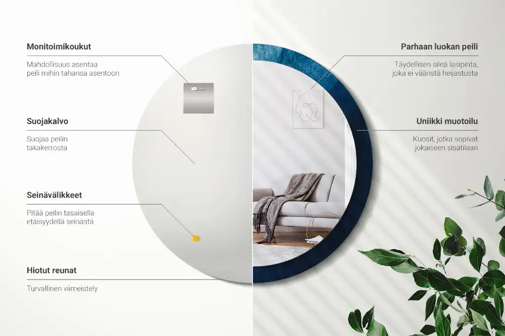 Oglindă rotundă decorativă cu design de artă abstractă pentru perete