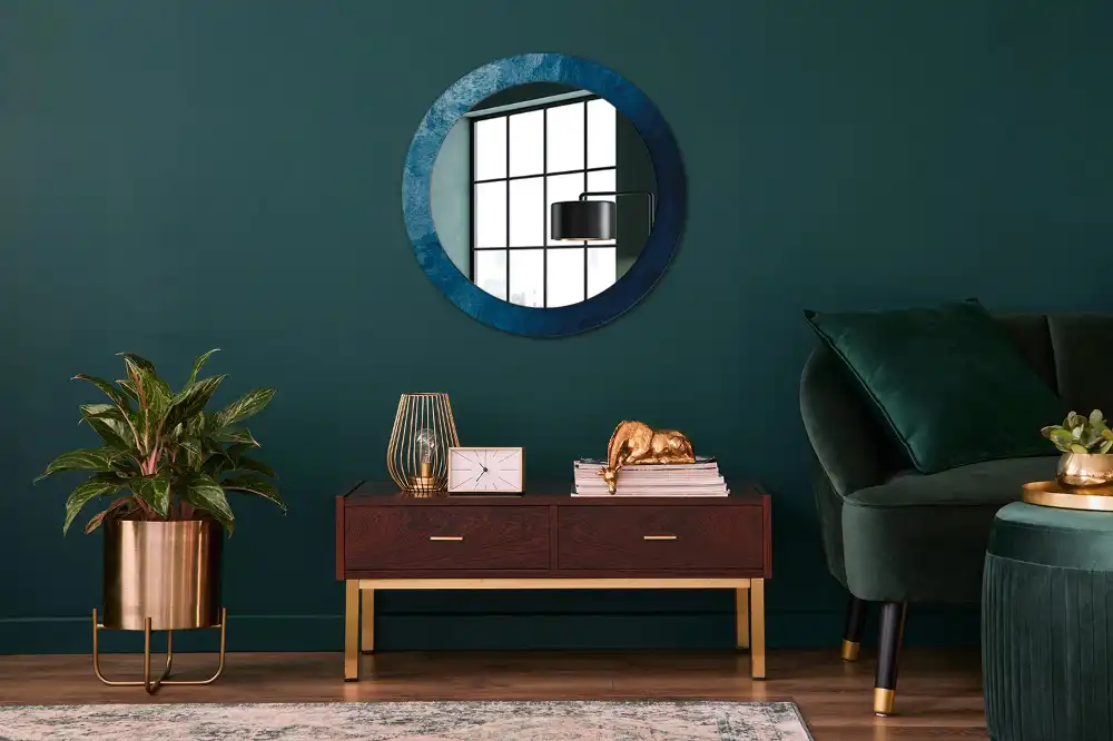 Oglindă rotundă decorativă cu design de artă abstractă pentru perete