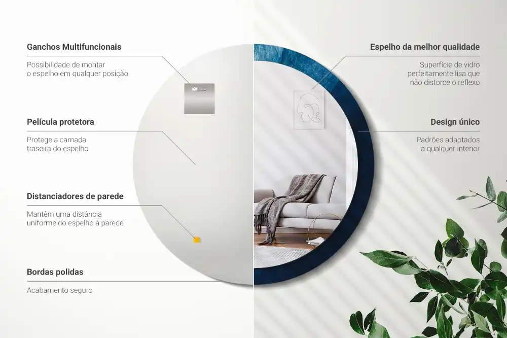 Oglindă rotundă decorativă cu design de artă abstractă pentru perete