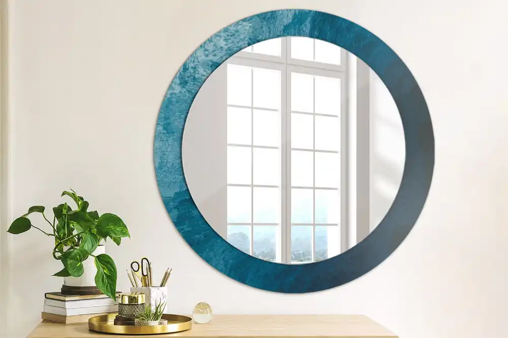 Oglindă rotundă decorativă cu design de artă abstractă pentru perete