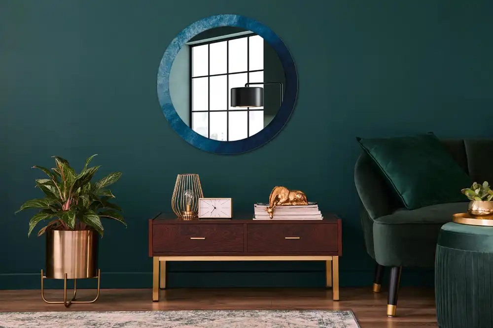 Oglindă rotundă decorativă cu design de artă abstractă pentru perete