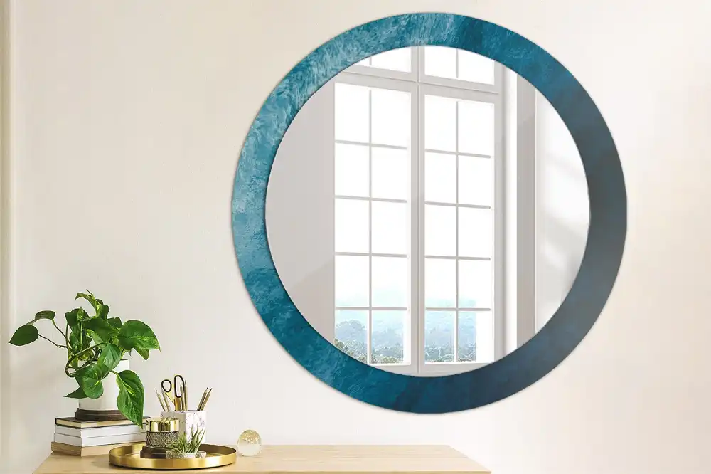 Oglindă rotundă decorativă cu design de artă abstractă pentru perete