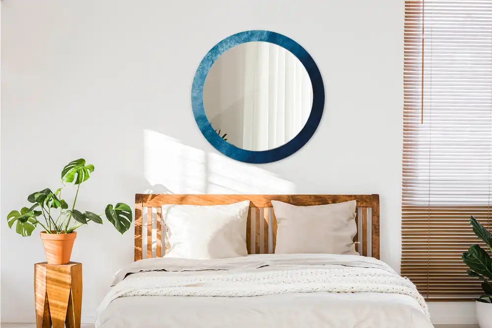 Oglindă rotundă decorativă cu design de artă abstractă pentru perete
