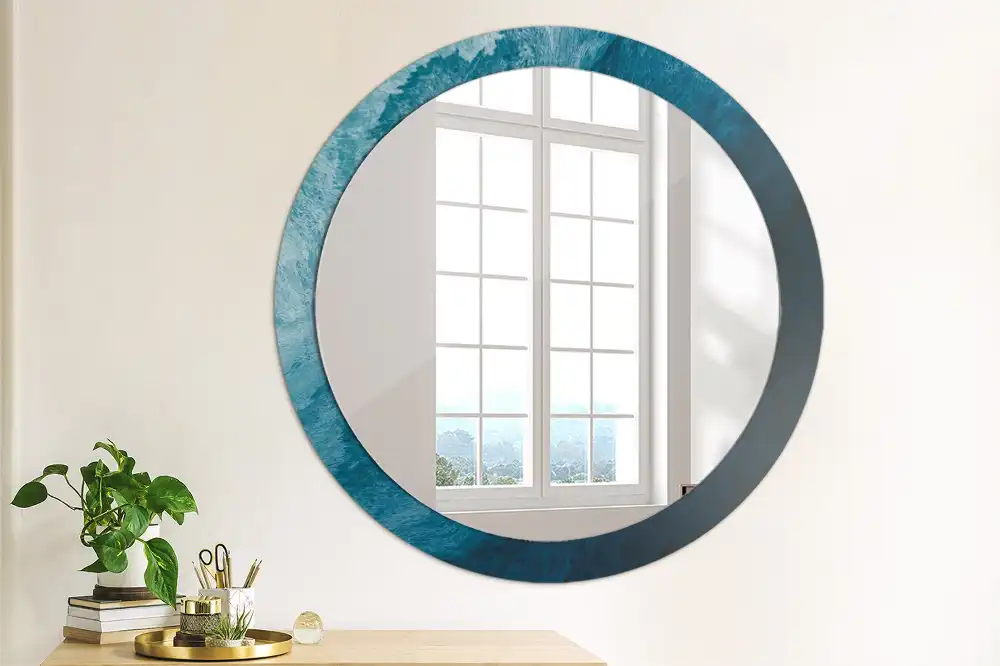 Oglindă rotundă decorativă cu design de artă abstractă pentru perete