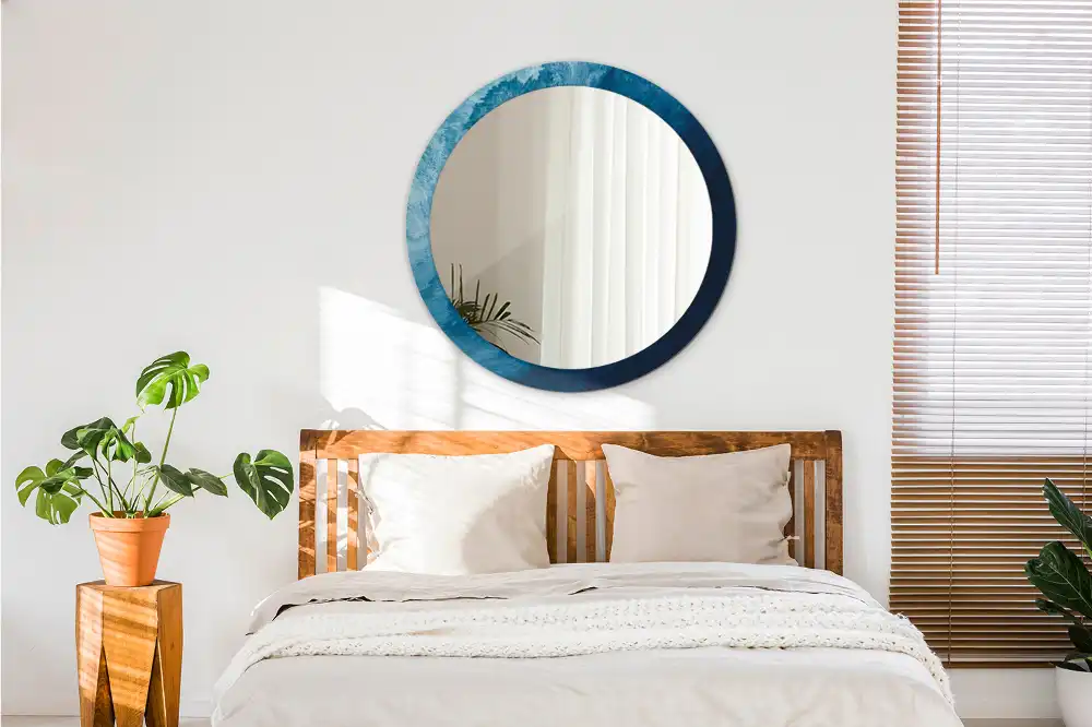 Oglindă rotundă decorativă cu design de artă abstractă pentru perete