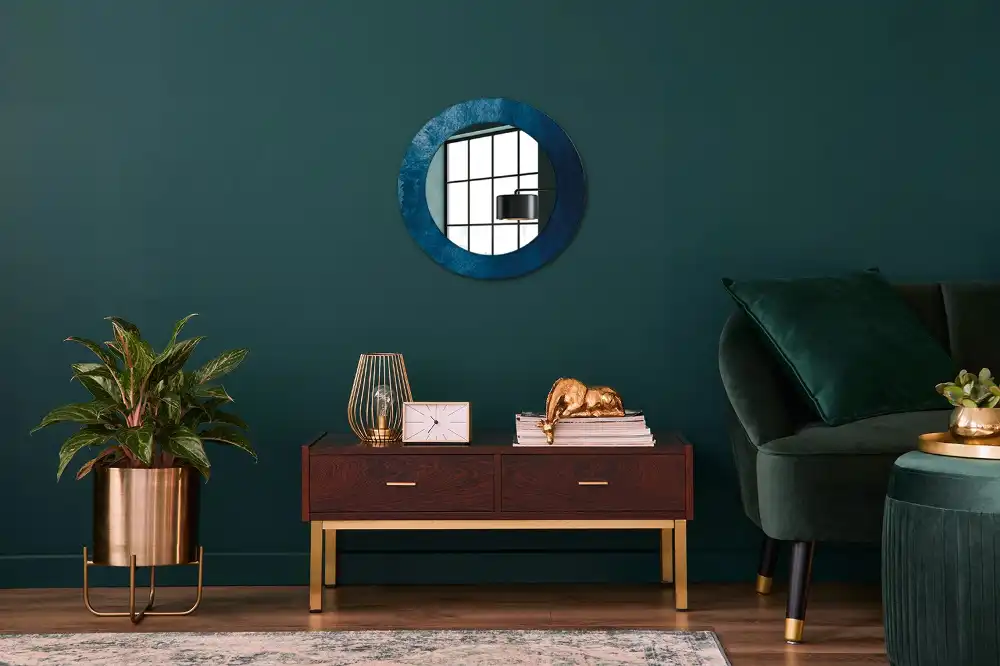 Oglindă rotundă decorativă cu design de artă abstractă pentru perete