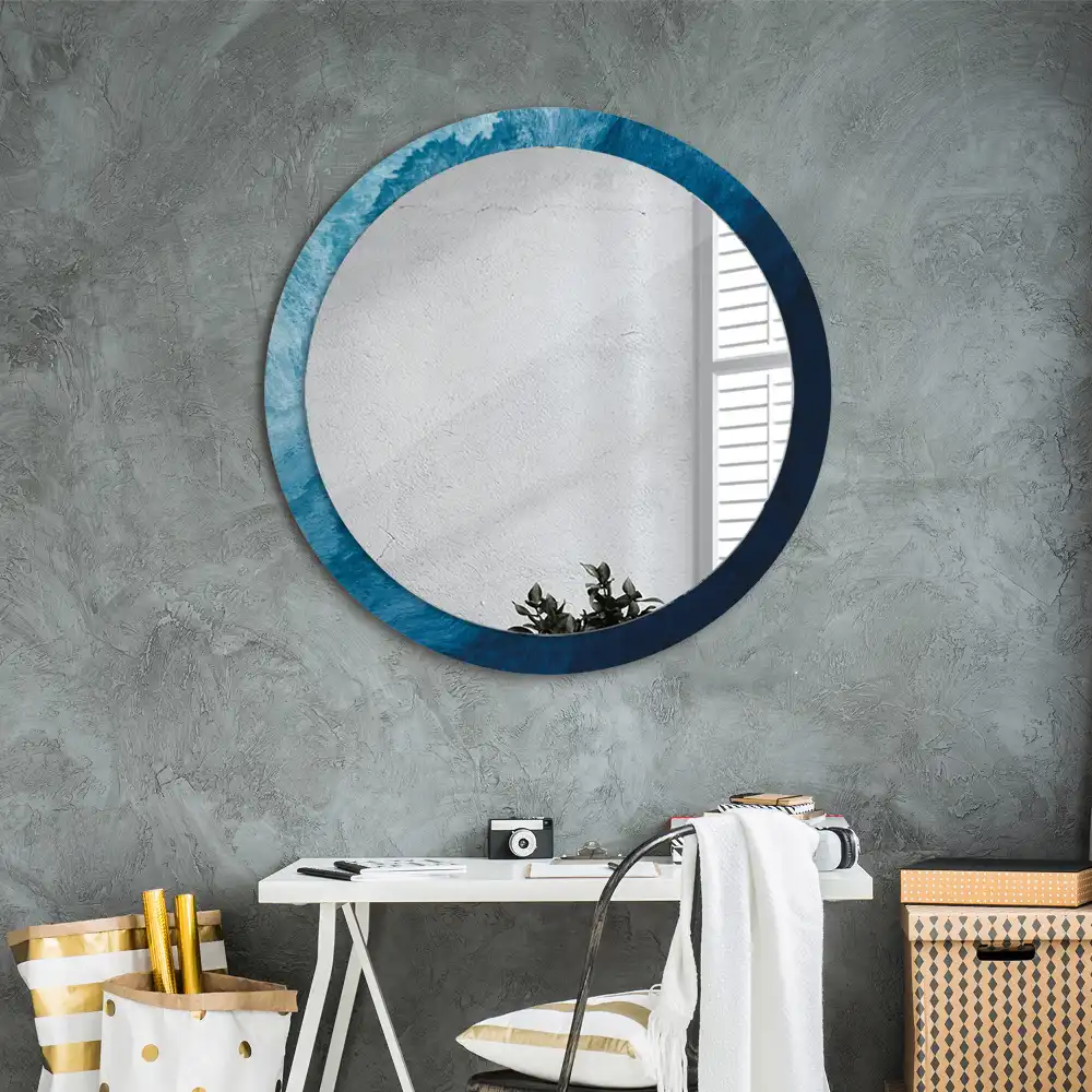 Oglindă rotundă decorativă cu design de artă abstractă pentru perete