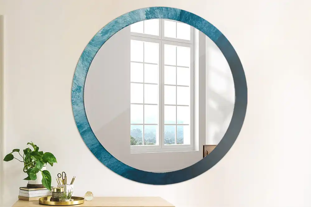 Oglindă rotundă decorativă cu design de artă abstractă pentru perete