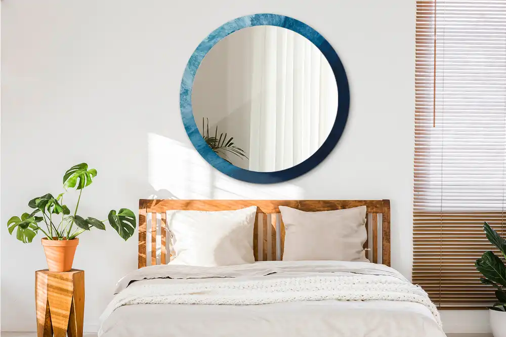 Oglindă rotundă decorativă cu design de artă abstractă pentru perete