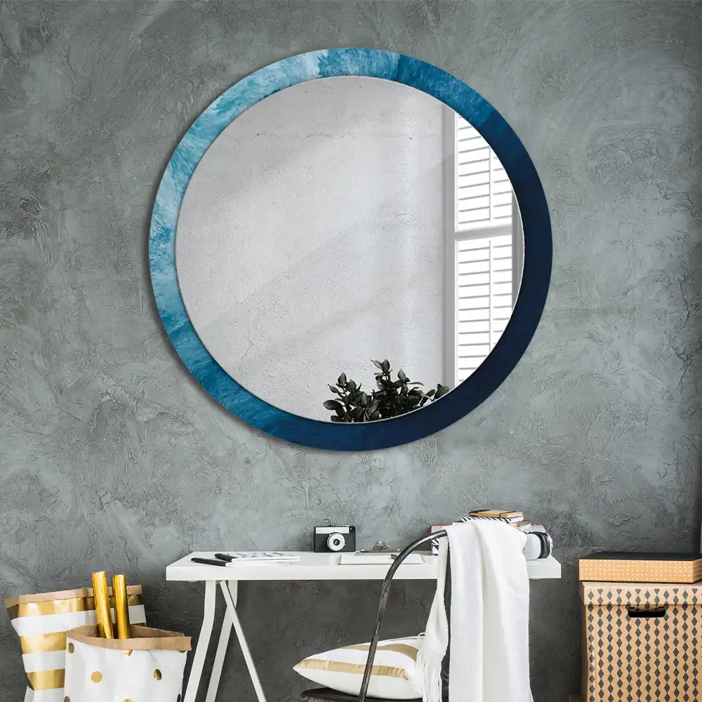 Oglindă rotundă decorativă cu design de artă abstractă pentru perete