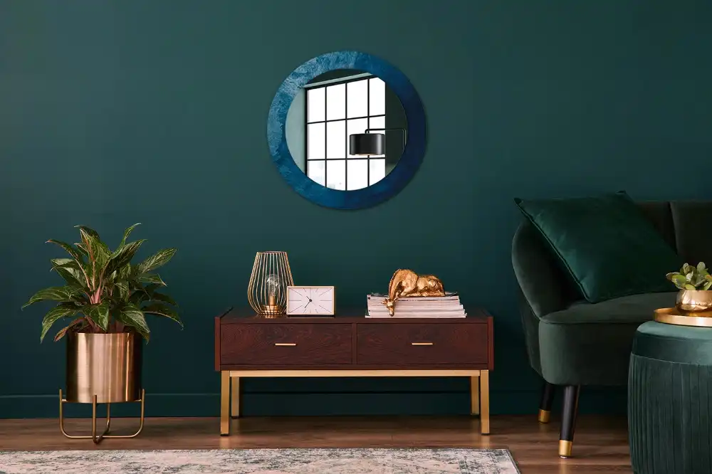 Oglindă rotundă decorativă cu design de artă abstractă pentru perete