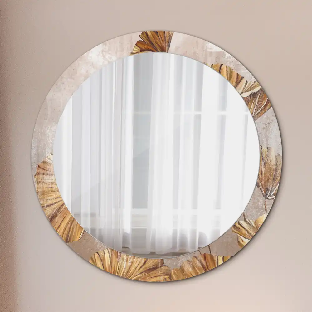 Oglindă rotundă cu imprimeu cu frunze stil boho