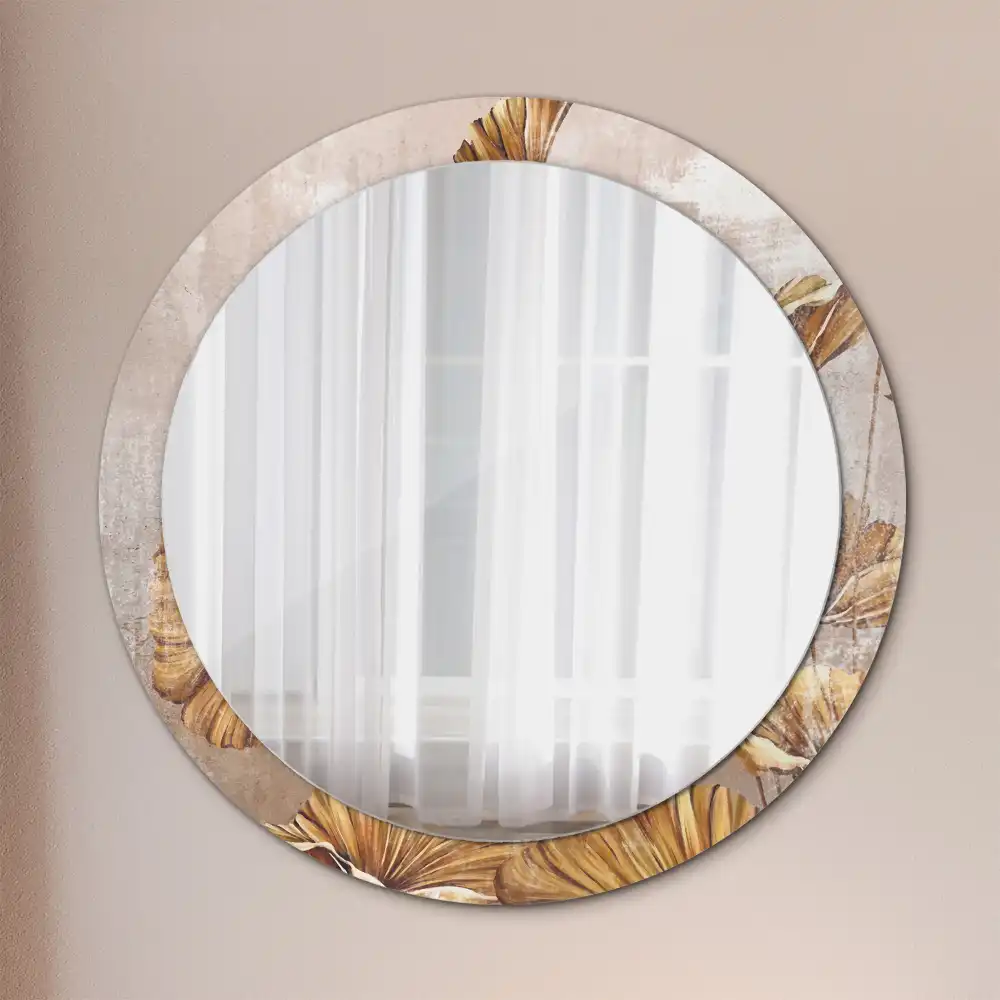 Oglindă rotundă cu imprimeu cu frunze stil boho
