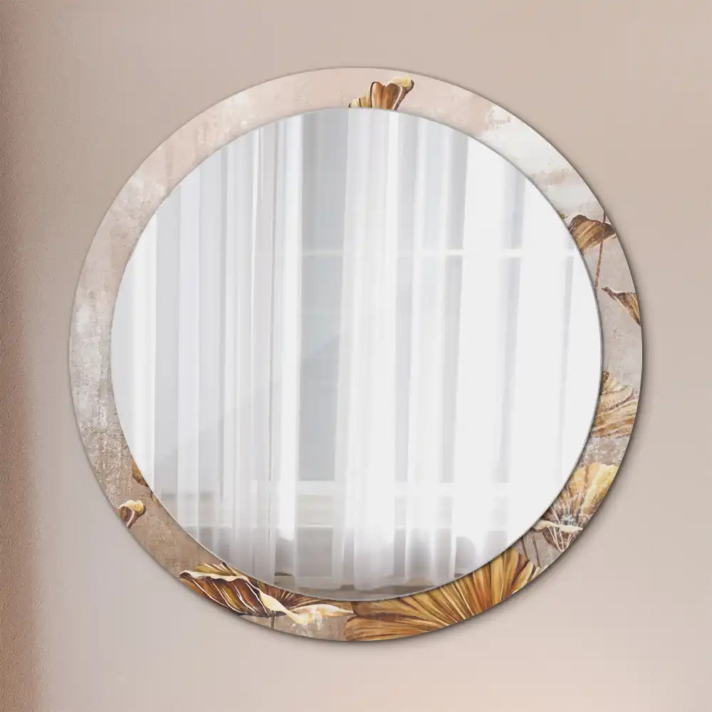 Oglindă rotundă cu imprimeu cu frunze stil boho