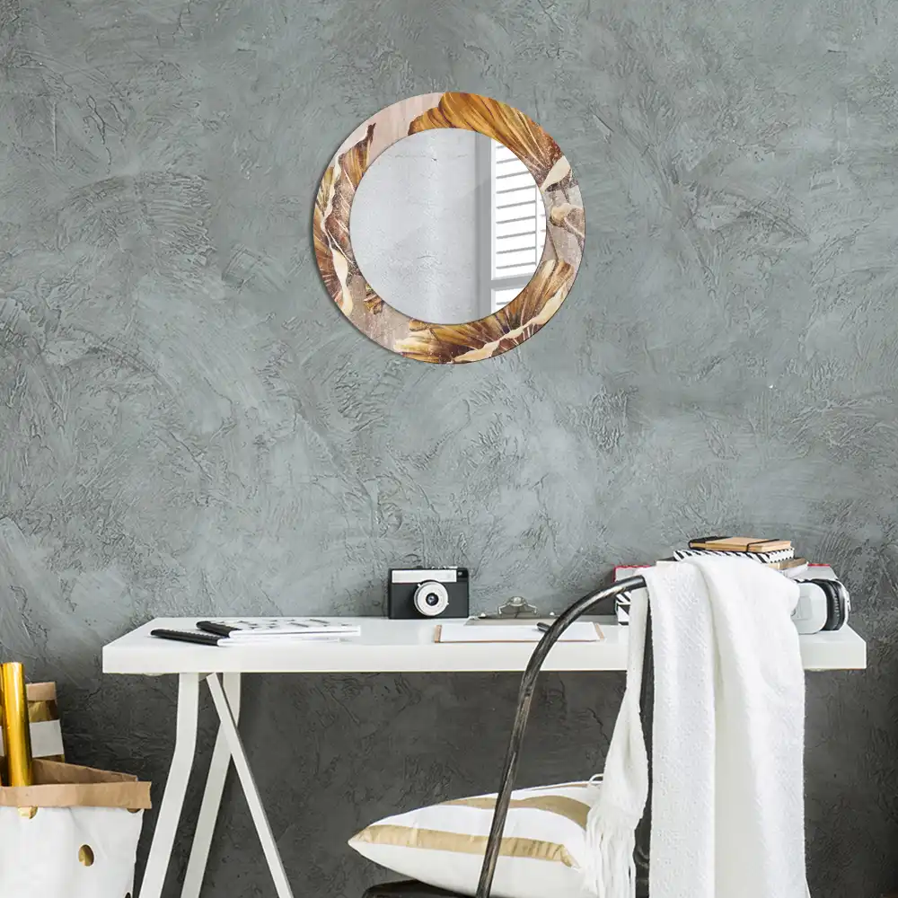 Oglindă rotundă cu imprimeu cu frunze stil boho