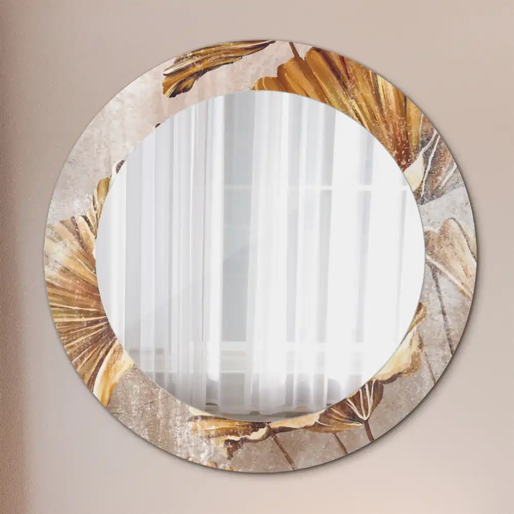 Oglindă rotundă cu imprimeu cu frunze stil boho
