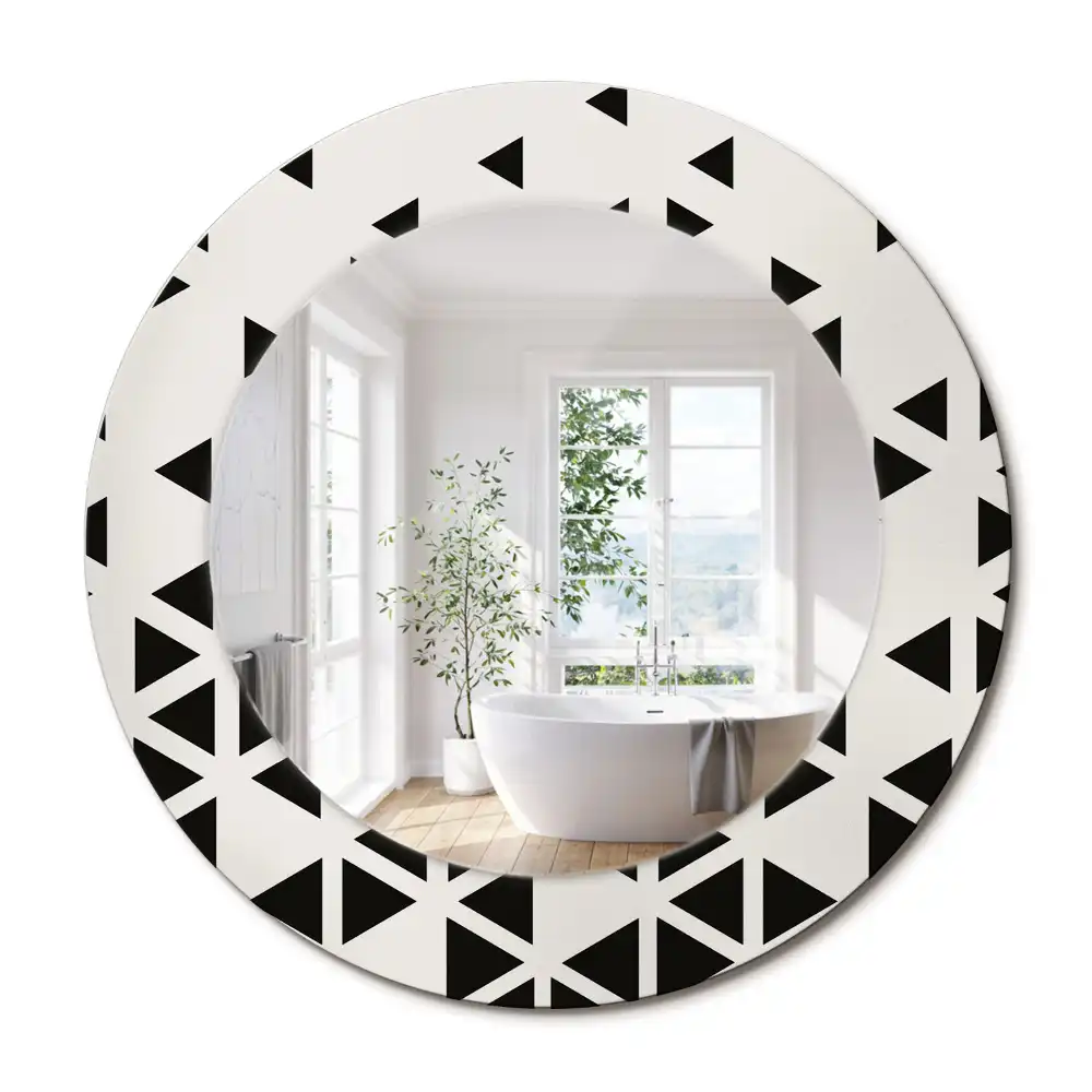 Oglindă rotundă de perete cu decor geometric abstract