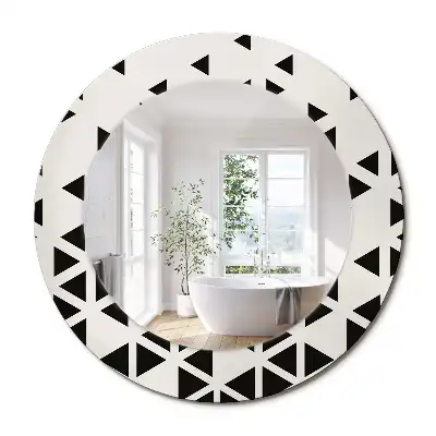 Oglindă rotundă de perete cu decor geometric abstract