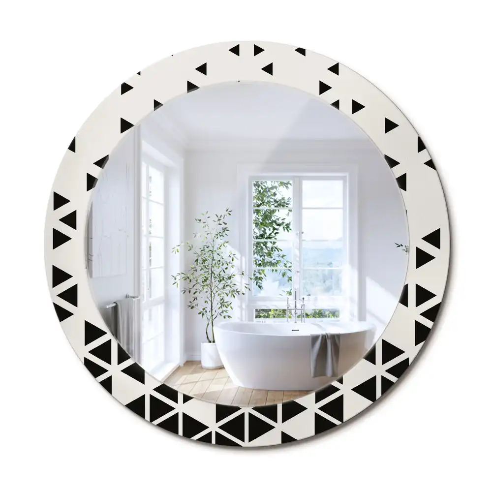 Oglindă rotundă de perete cu decor geometric abstract