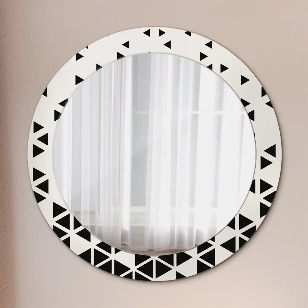 Oglindă rotundă de perete cu decor geometric abstract