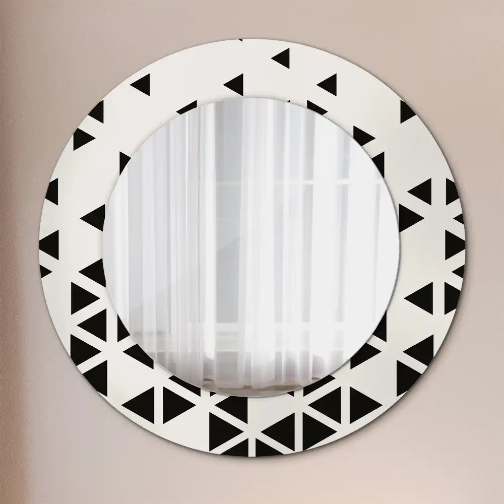 Oglindă rotundă de perete cu decor geometric abstract