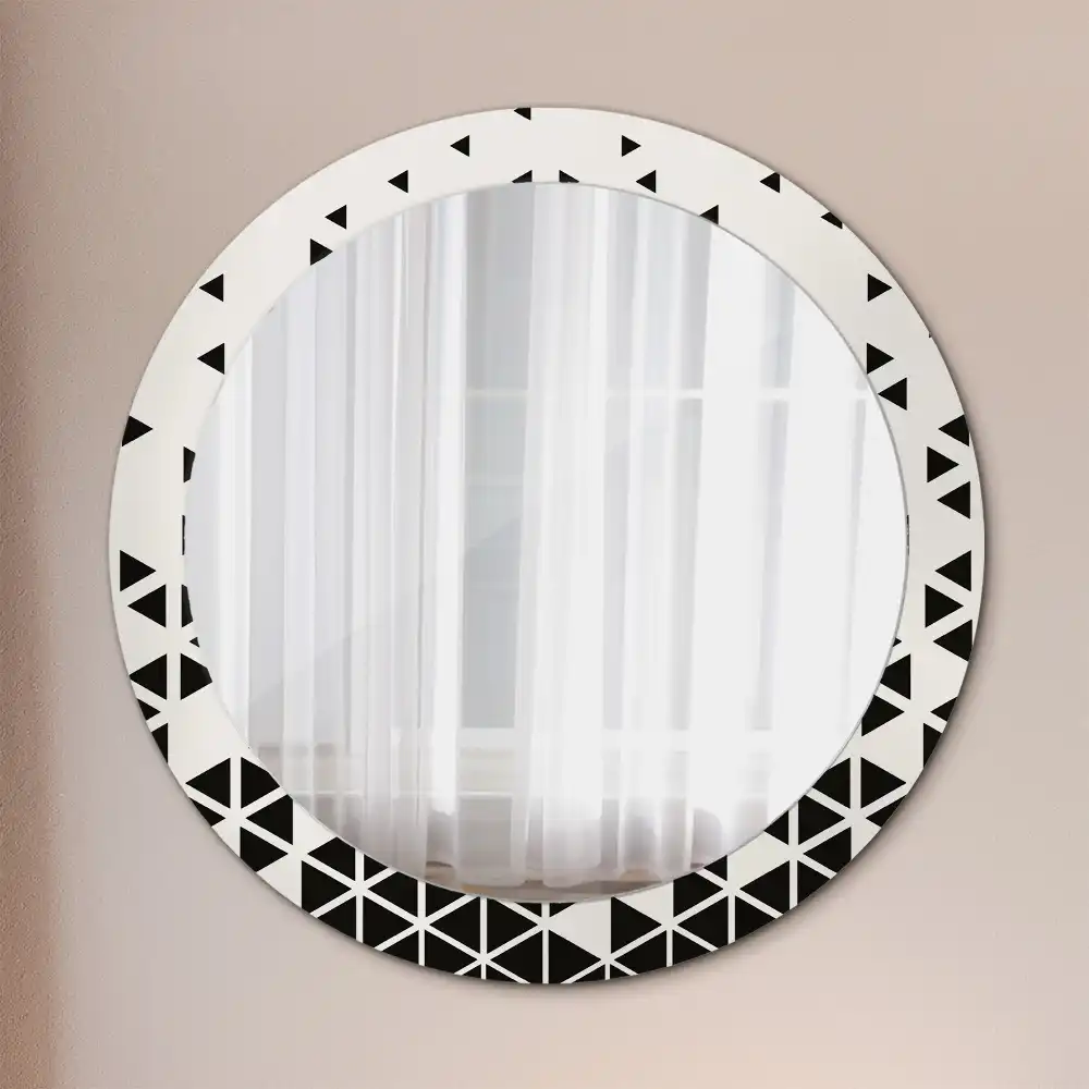 Oglindă rotundă de perete cu decor geometric abstract