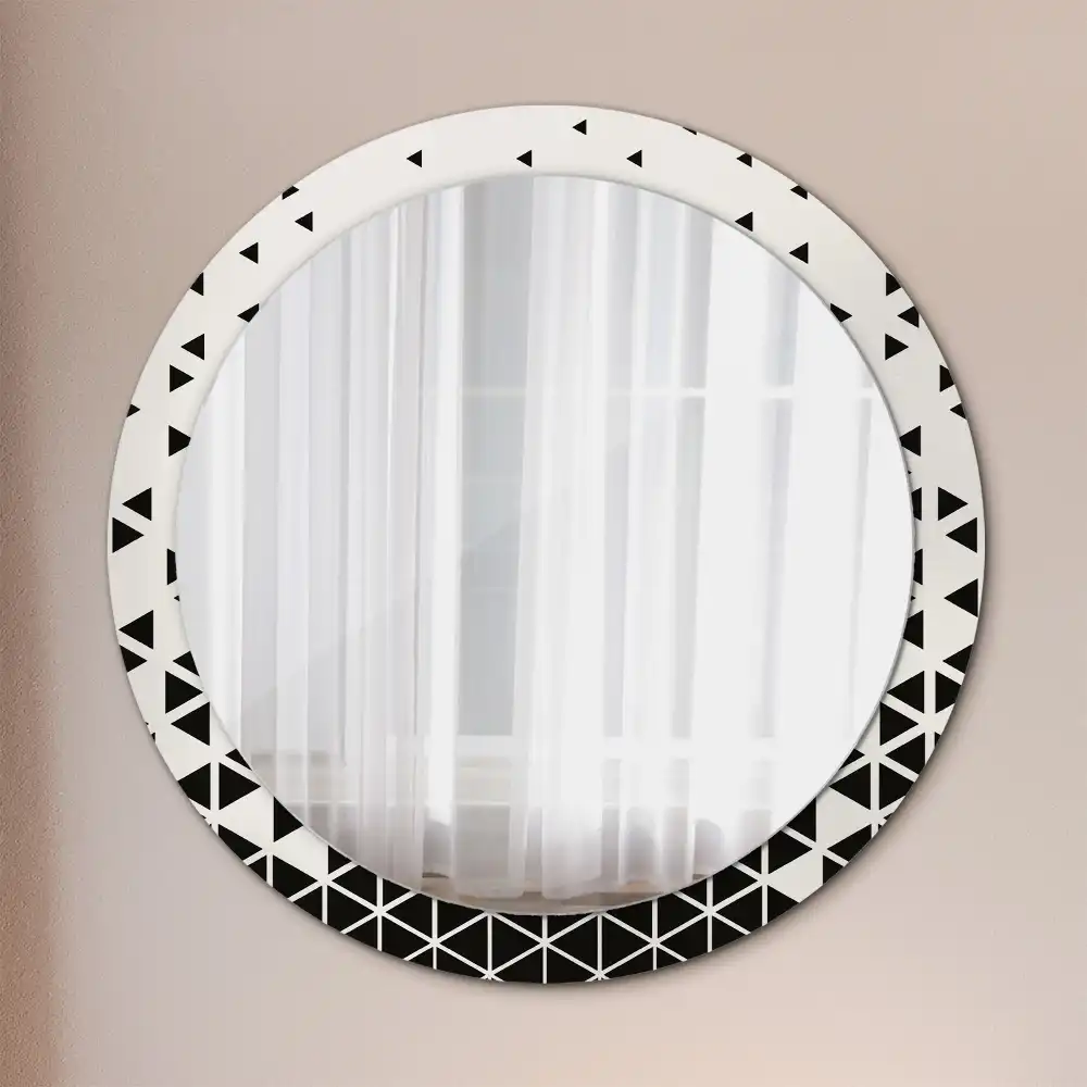 Oglindă rotundă de perete cu decor geometric abstract