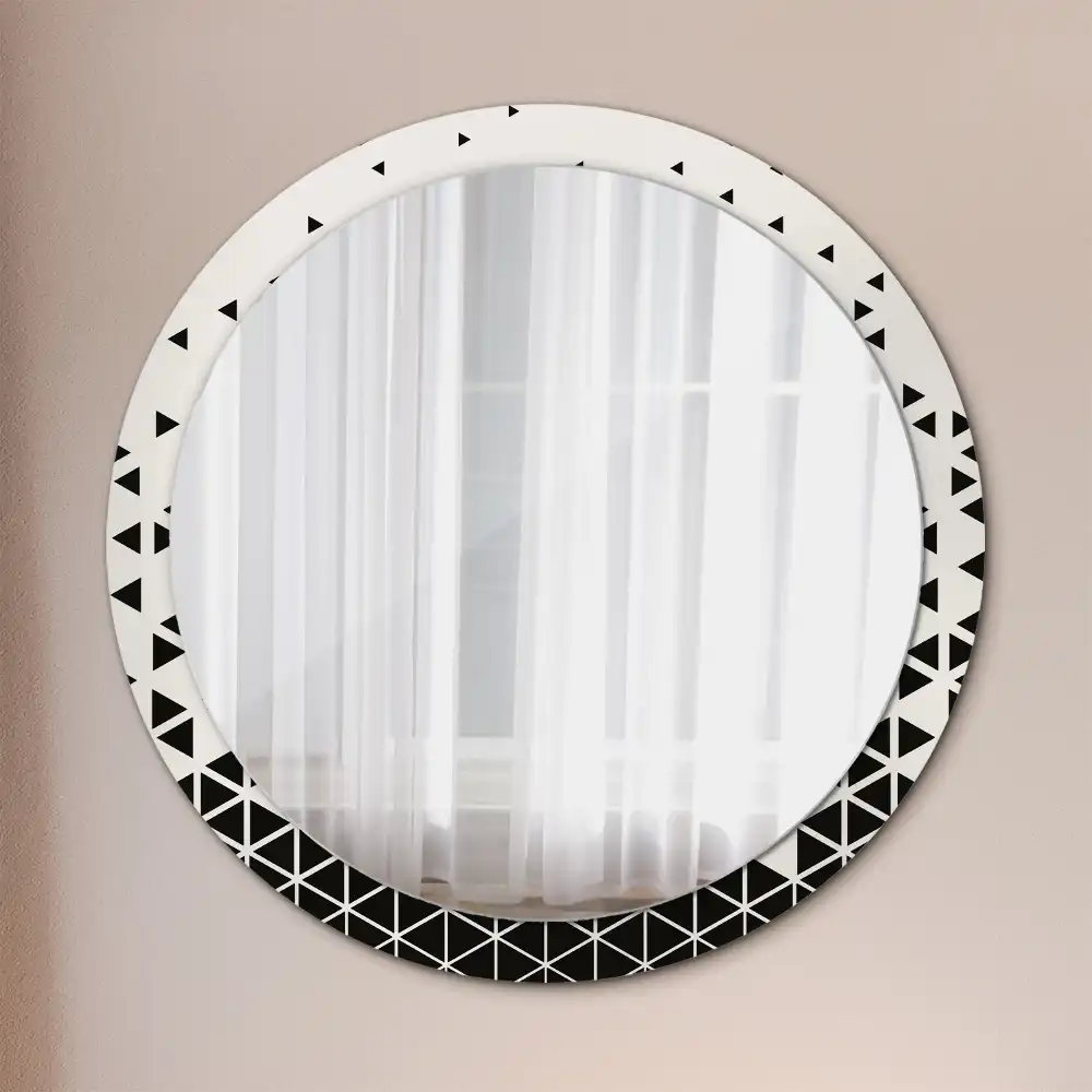 Oglindă rotundă de perete cu decor geometric abstract