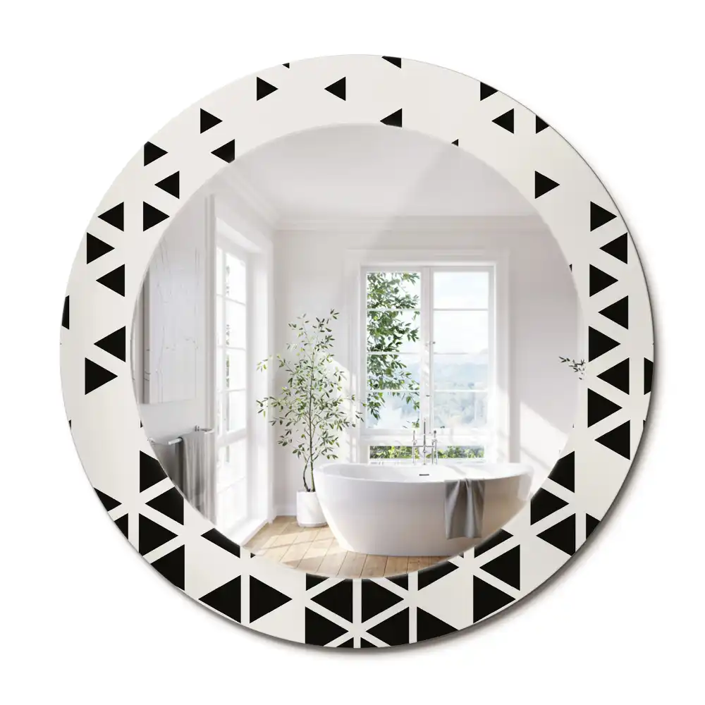 Oglindă rotundă de perete cu decor geometric abstract