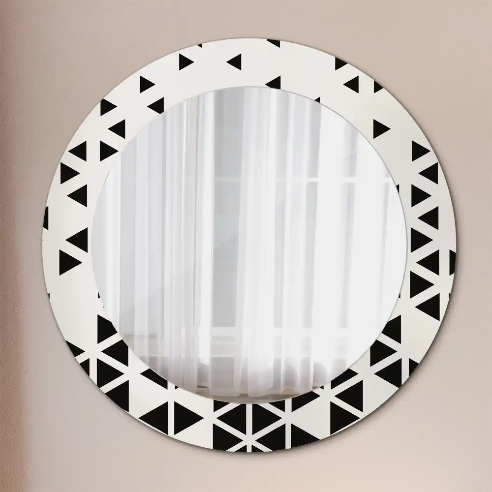 Oglindă rotundă de perete cu decor geometric abstract