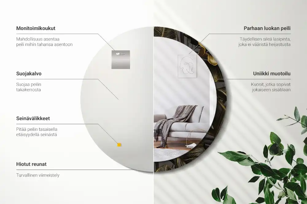 Oglindă rotundă cu imprimeu flori de hibiscus