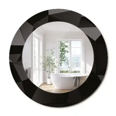 Oglindă decorativă rotundă cu ramă neagră model abstract