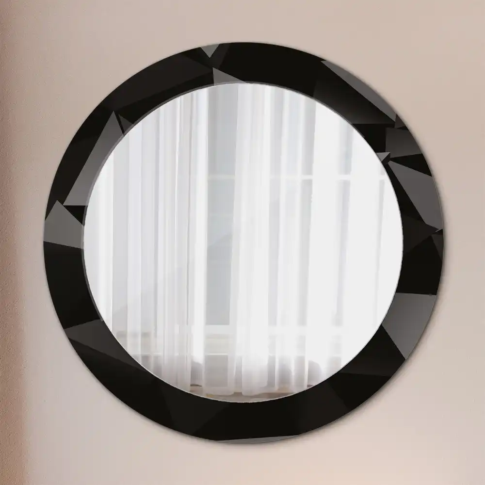 Oglindă decorativă rotundă cu ramă neagră model abstract