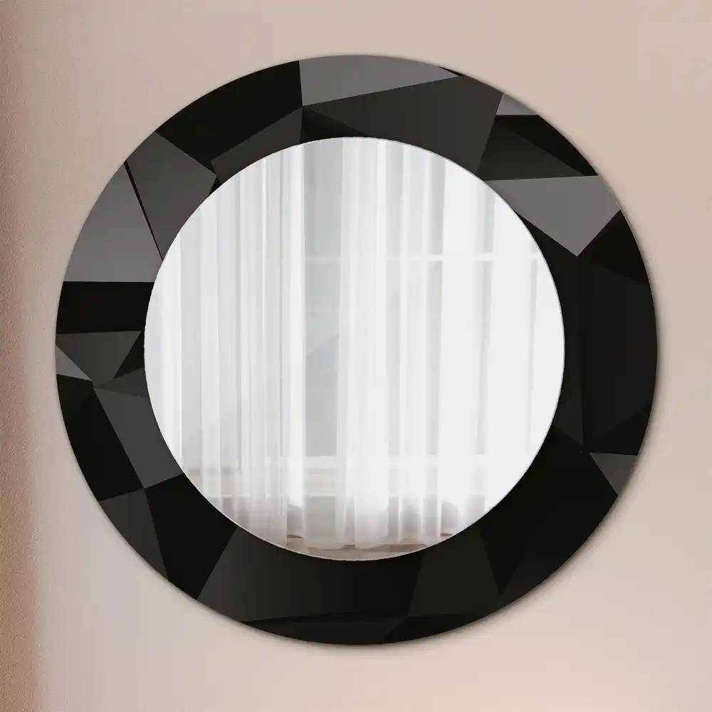 Oglindă decorativă rotundă cu ramă neagră model abstract