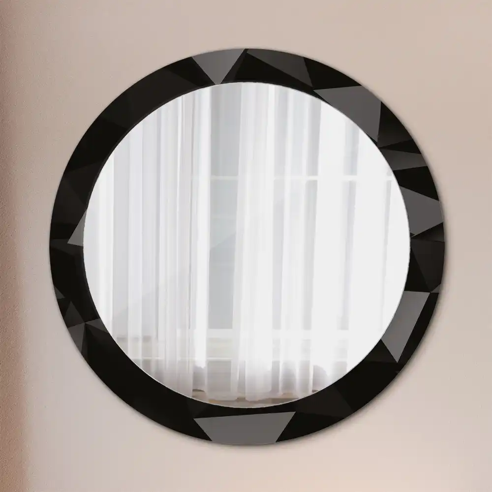 Oglindă decorativă rotundă cu ramă neagră model abstract