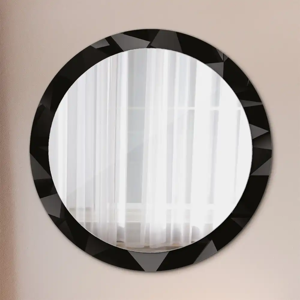 Oglindă decorativă rotundă cu ramă neagră model abstract