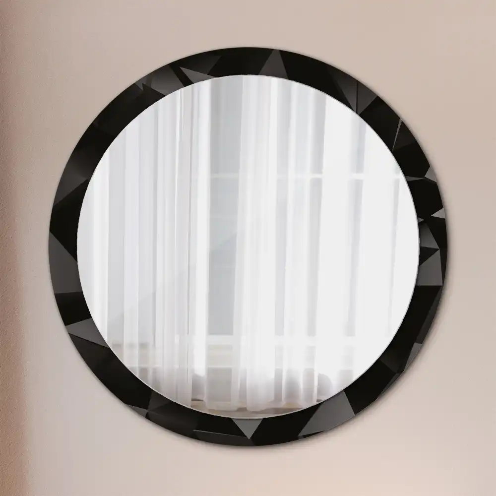 Oglindă decorativă rotundă cu ramă neagră model abstract