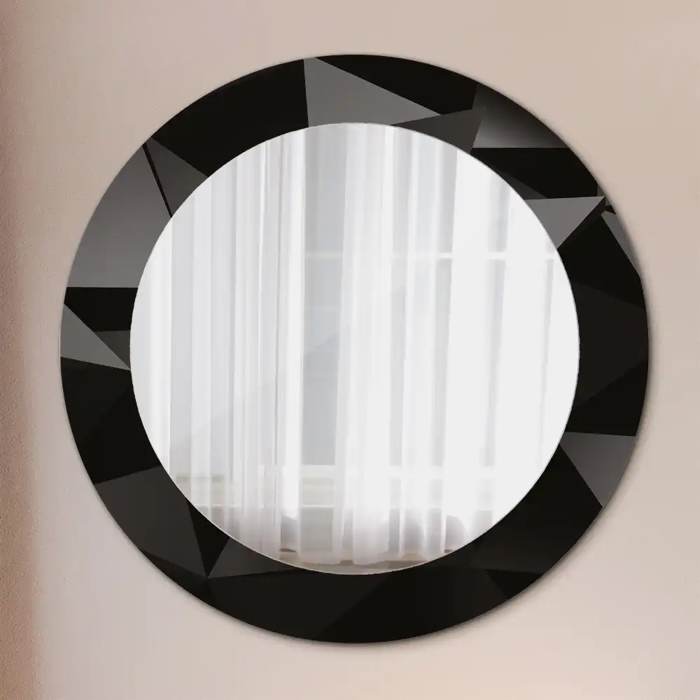 Oglindă decorativă rotundă cu ramă neagră model abstract