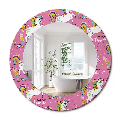 Oglindă rotundă decorativă cu unicorn magic