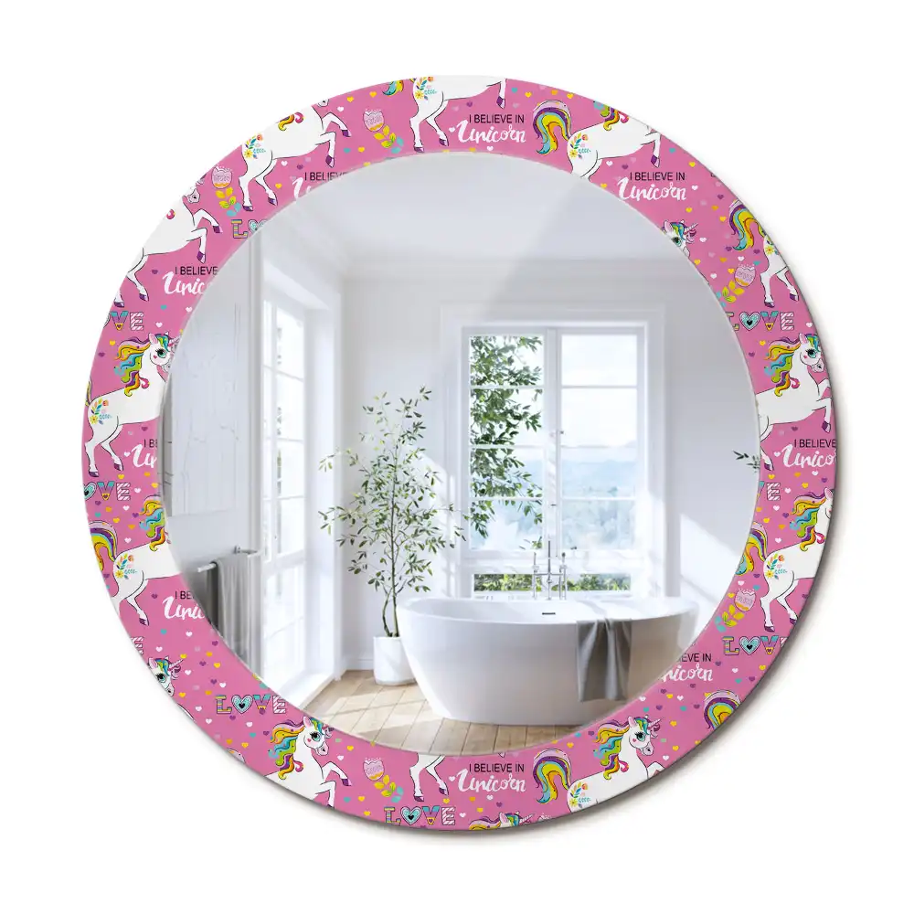 Oglindă rotundă decorativă cu unicorn magic