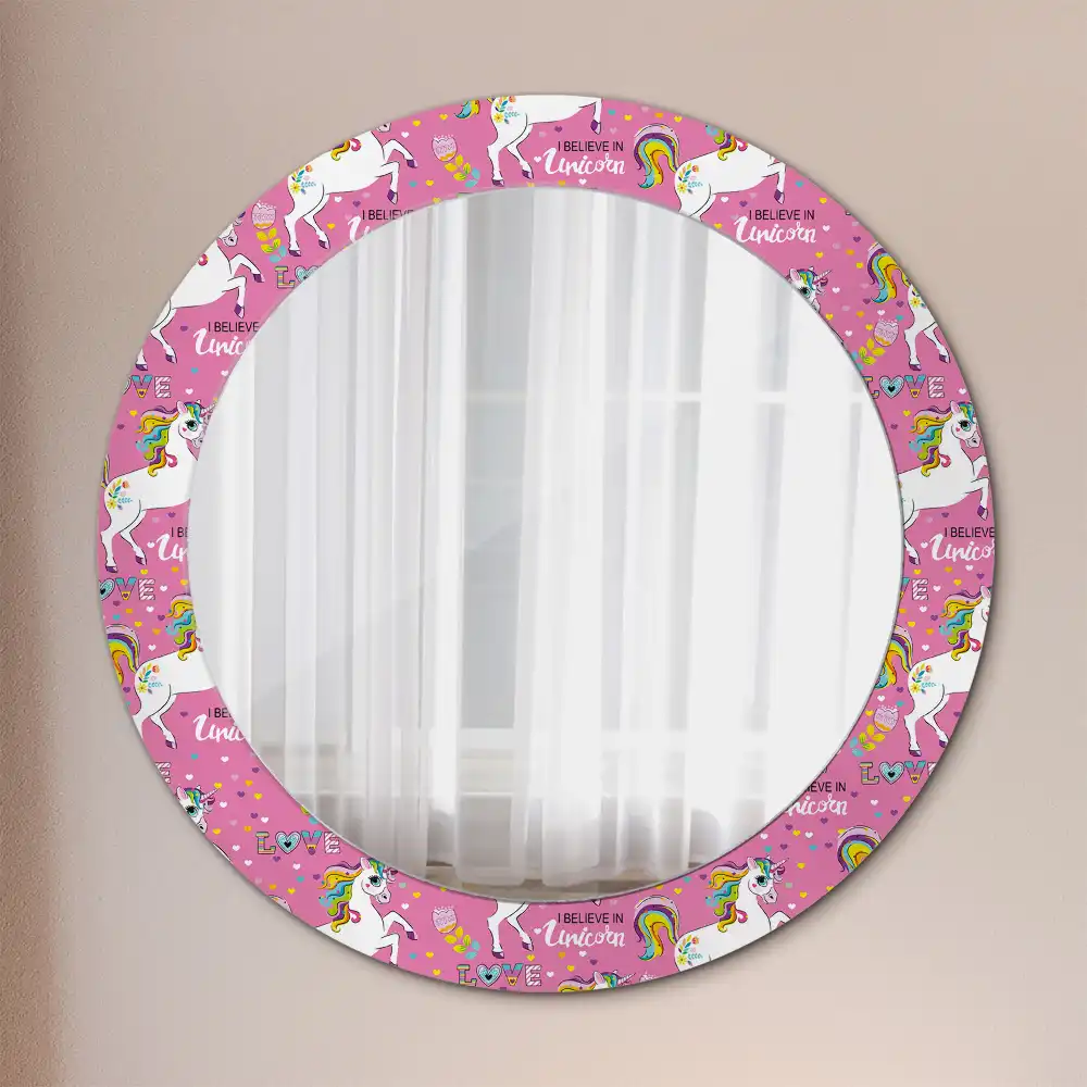 Oglindă rotundă decorativă cu unicorn magic