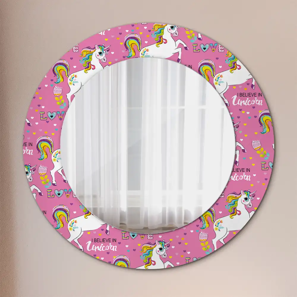 Oglindă rotundă decorativă cu unicorn magic