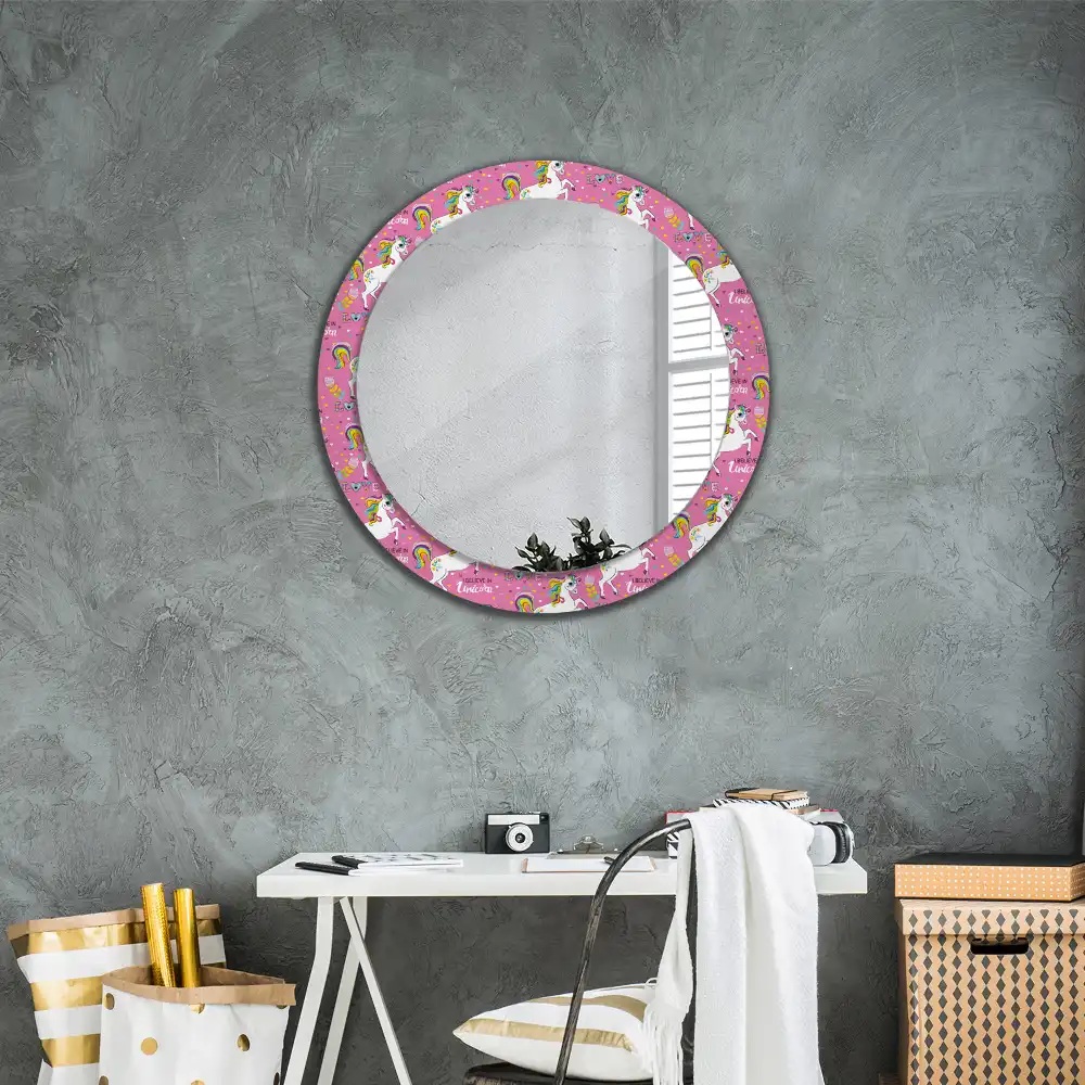 Oglindă rotundă decorativă cu unicorn magic