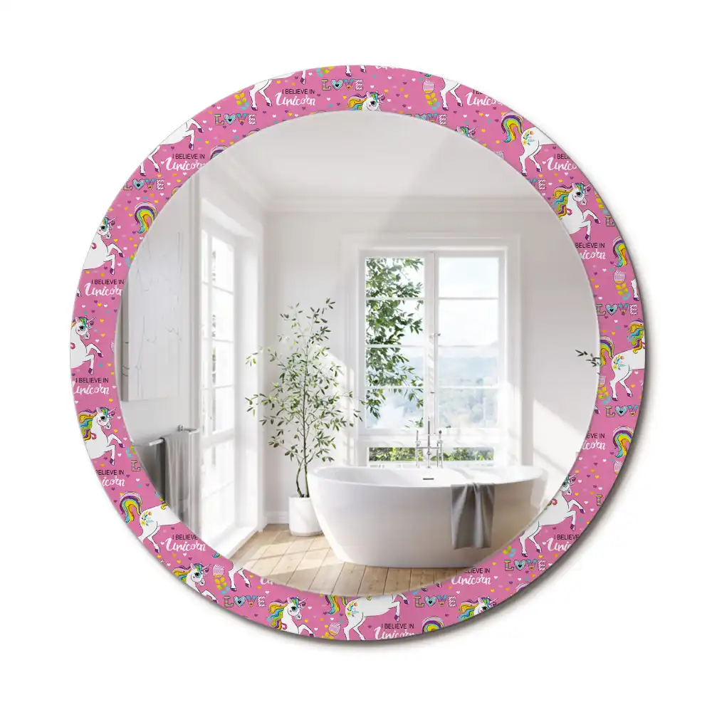 Oglindă rotundă decorativă cu unicorn magic