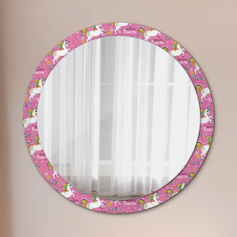 Oglindă rotundă decorativă cu unicorn magic