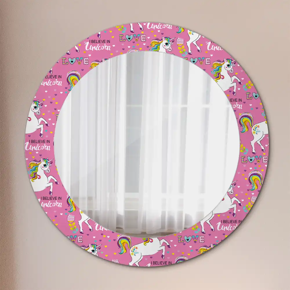 Oglindă rotundă decorativă cu unicorn magic