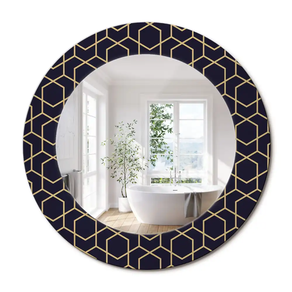 Oglindă decorativă rotundă cu design geometric abstract
