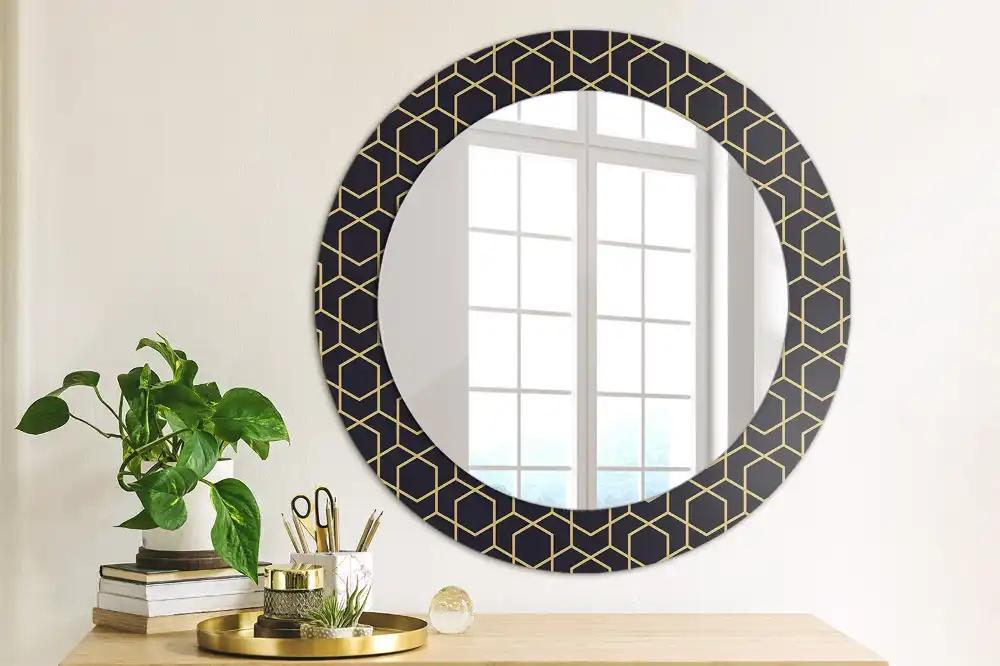 Oglindă decorativă rotundă cu design geometric abstract