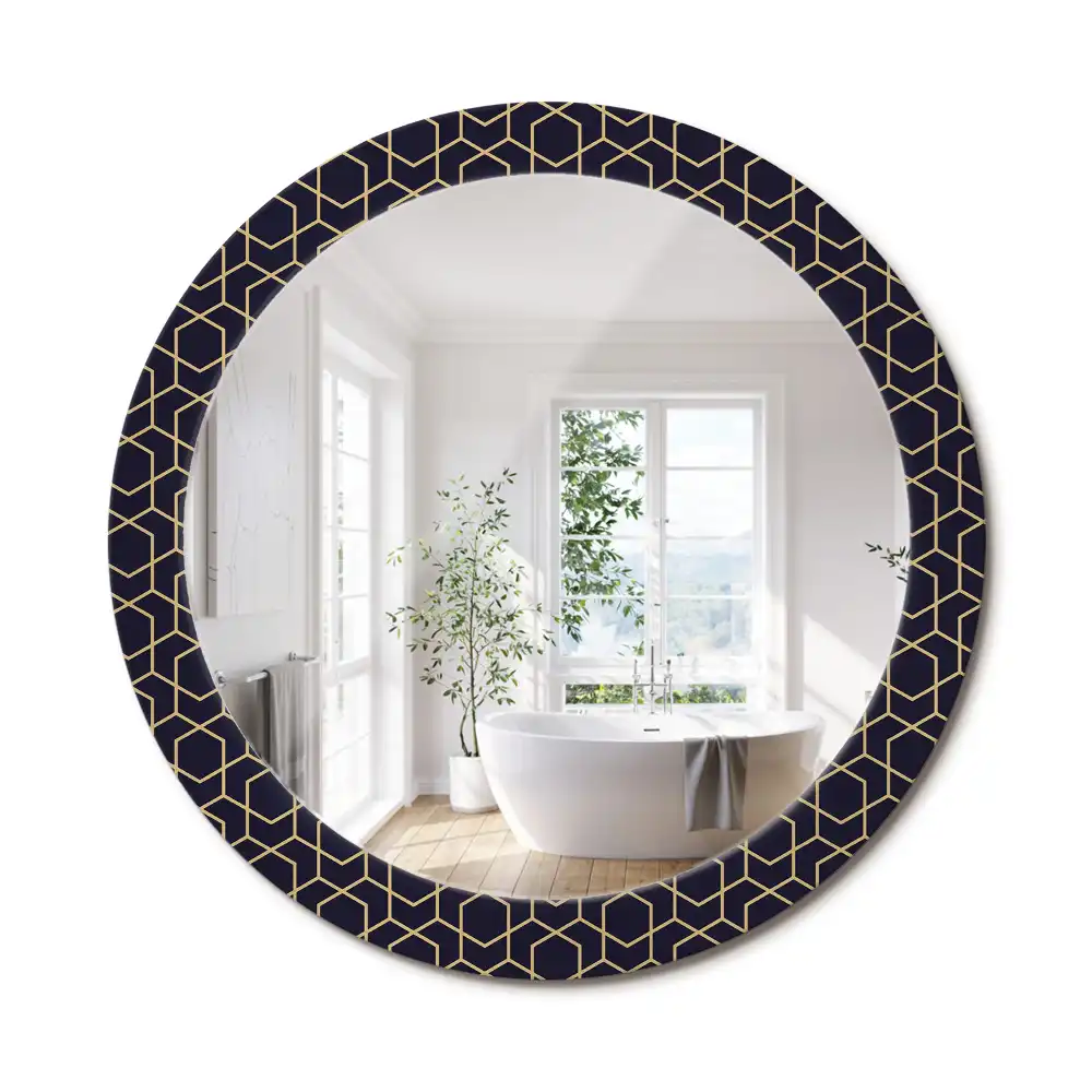 Oglindă decorativă rotundă cu design geometric abstract